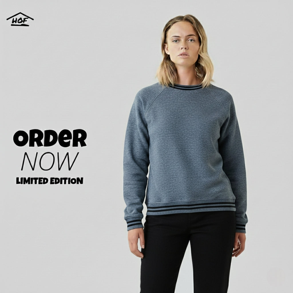 Sweat Shirt Sky Blue Black Linear