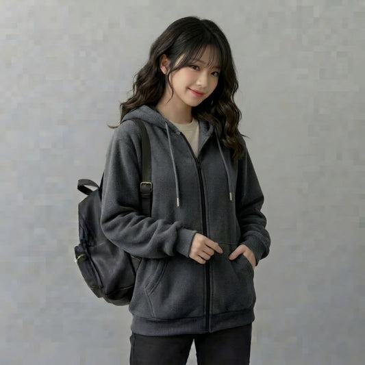 Charcoal Grey Zipper Hoodie