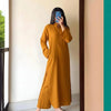 Mustard Yellow Stitched Round Daman Long Shirt and Palazzo Set Front View - House of Fashion