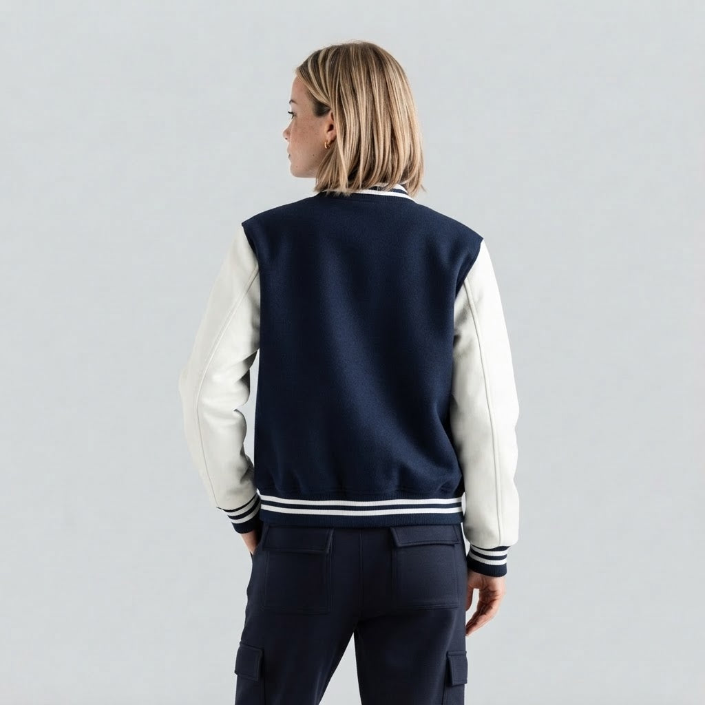 Varsity Jacket Navy Blue and White