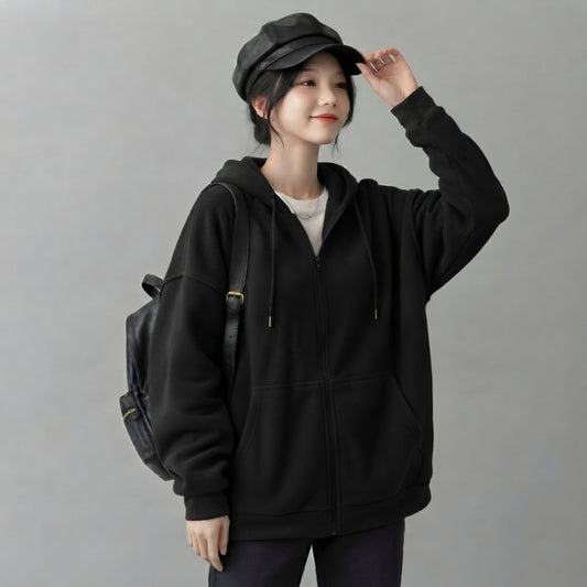 Black Zipper Hoodie