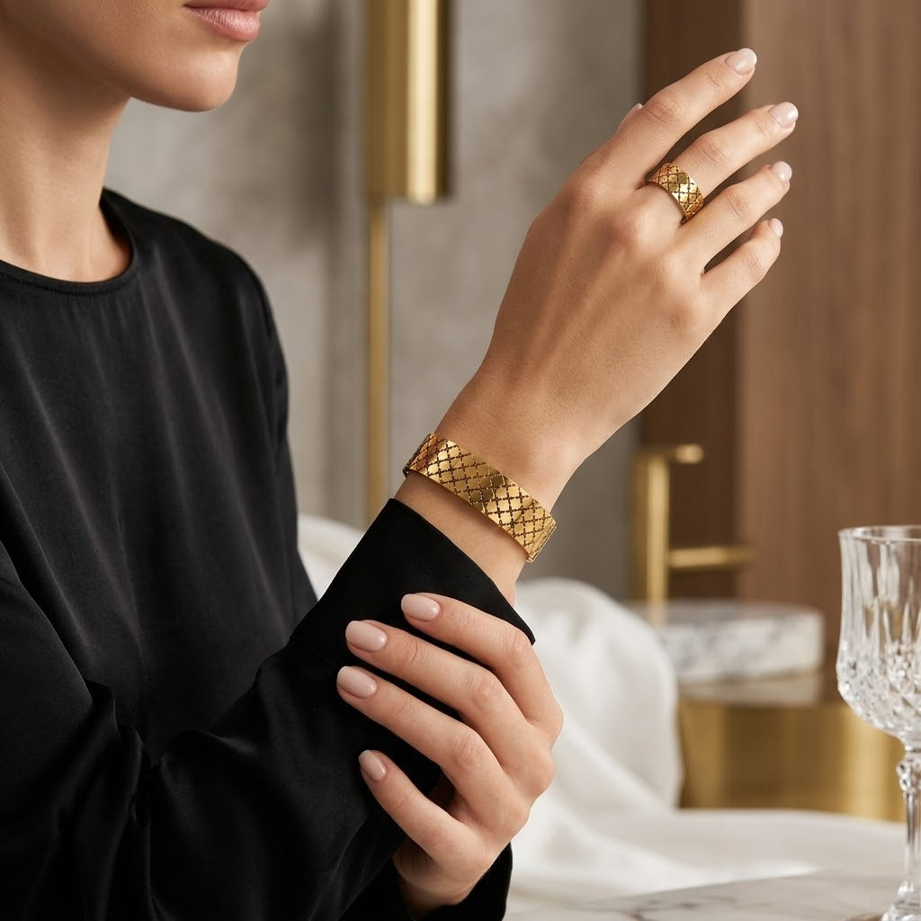 Sparkle Bangle & Ring Set (Adjustable Ring)