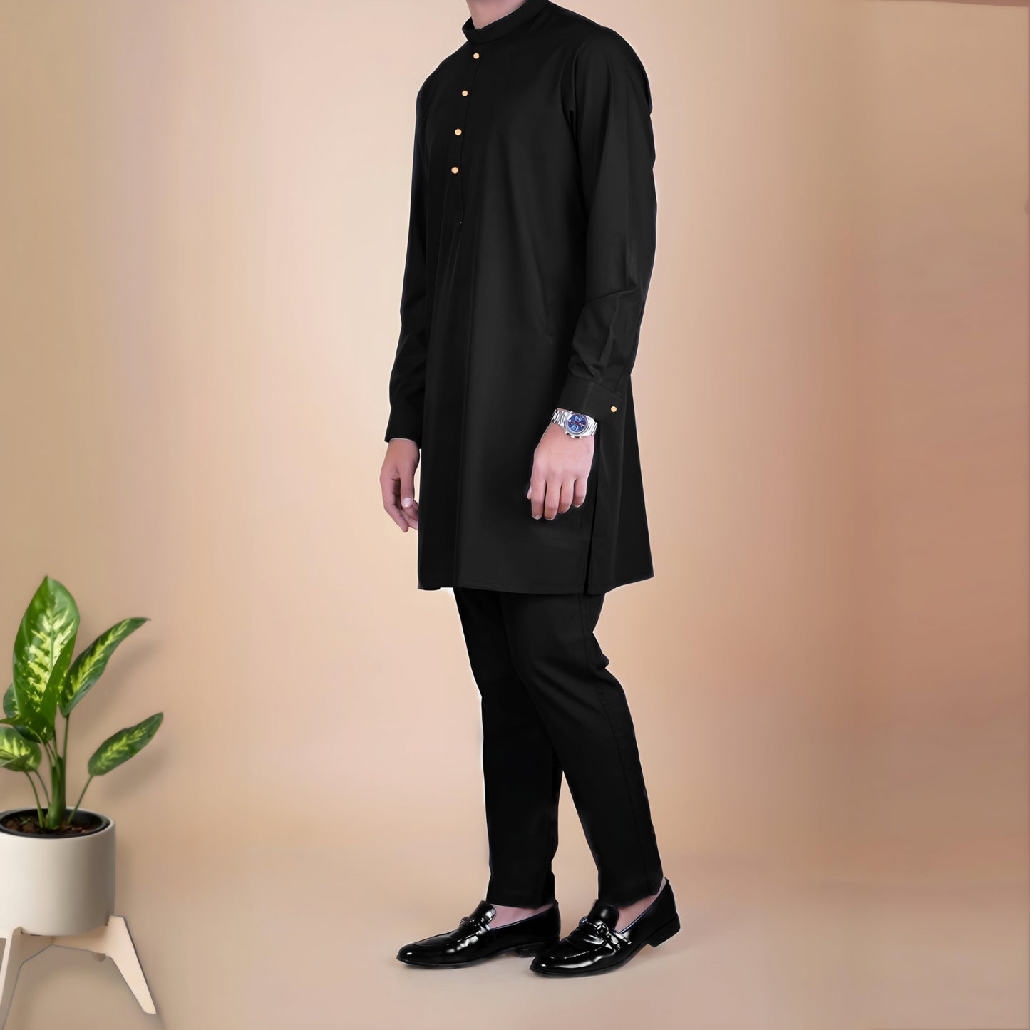 Kurta Pajama Solid Jet Black