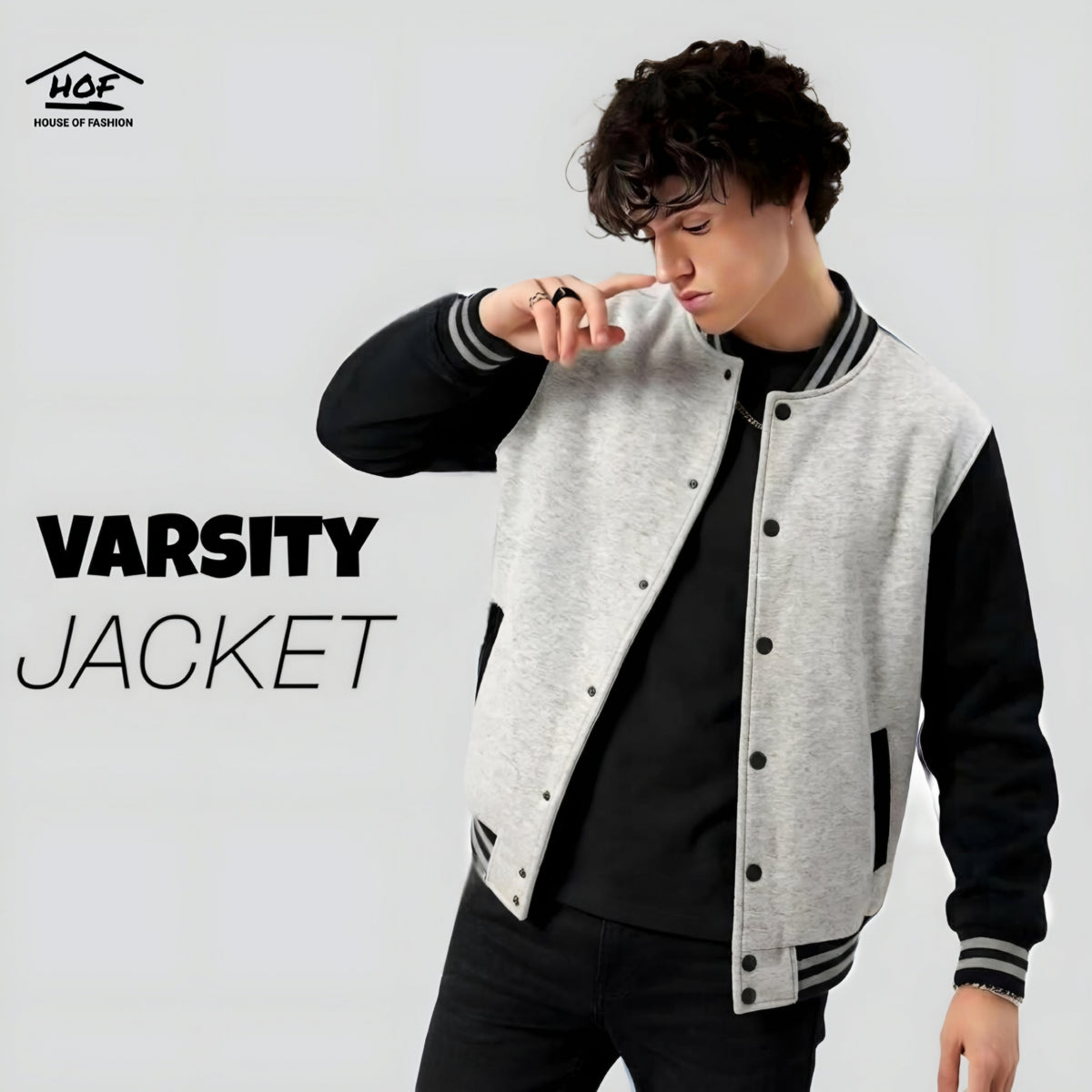 Varsity Jacket Grey and Black