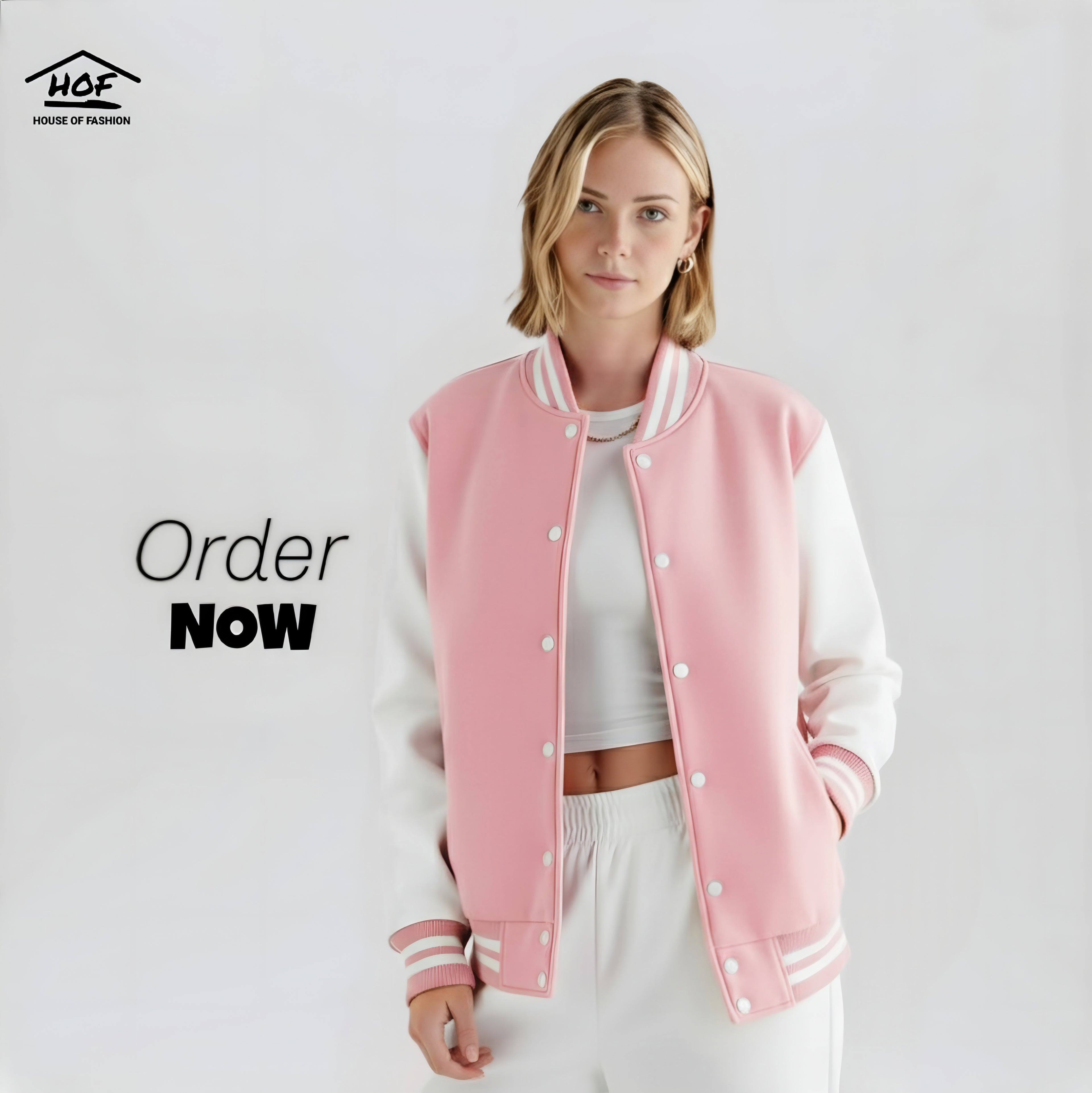 Varsity Jacket Pink and White