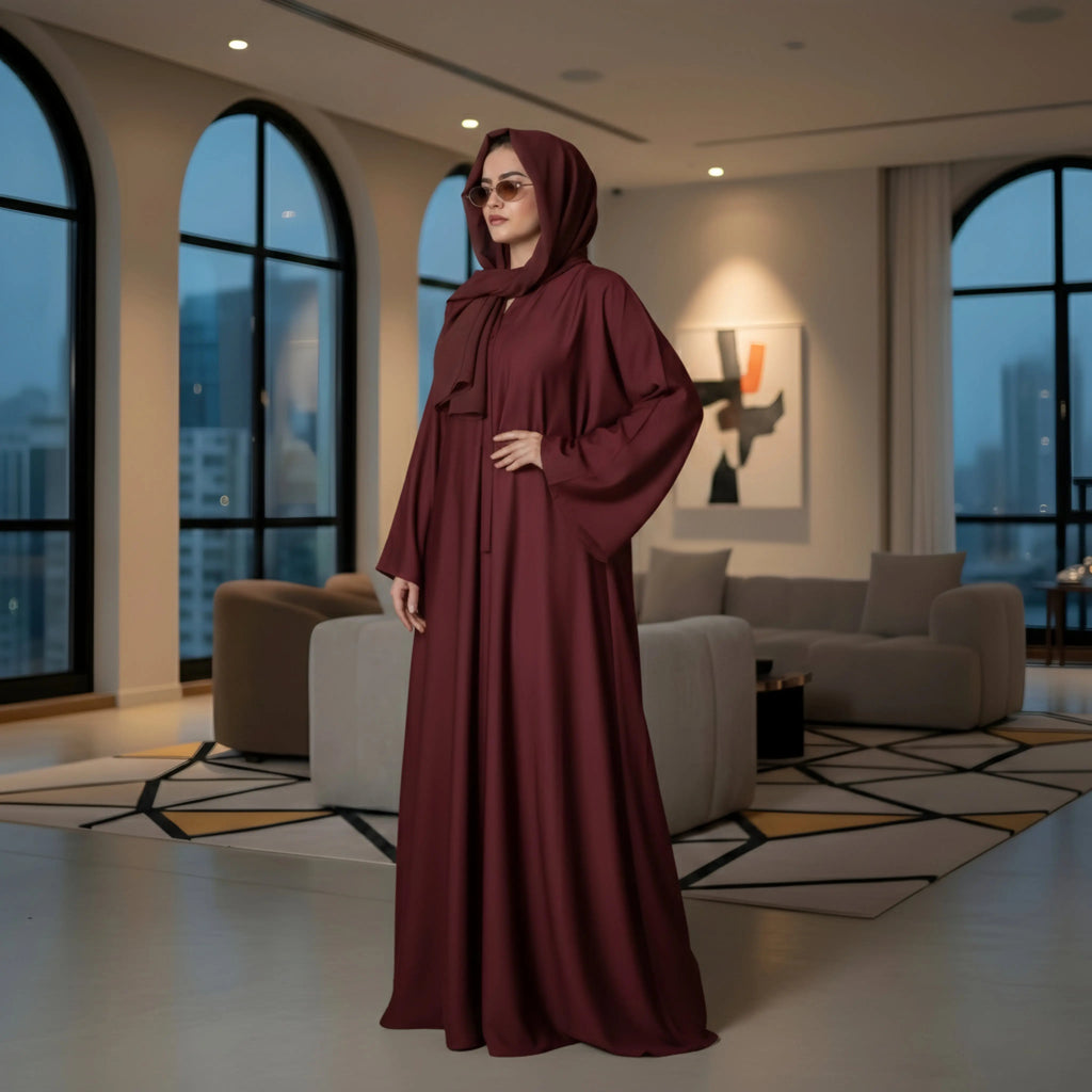 ABAYA DARK MAROON House Of Fashion