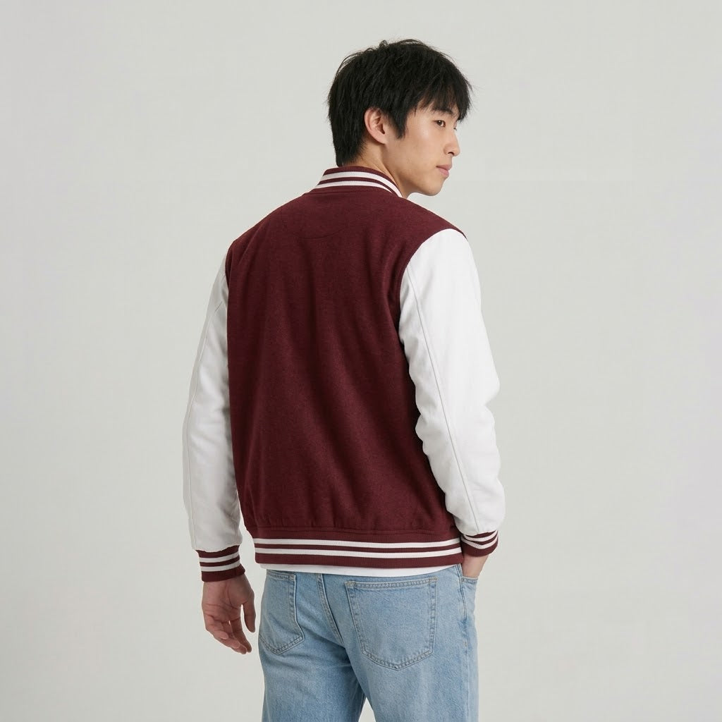 Men's Varsity Jacket Maroon and White