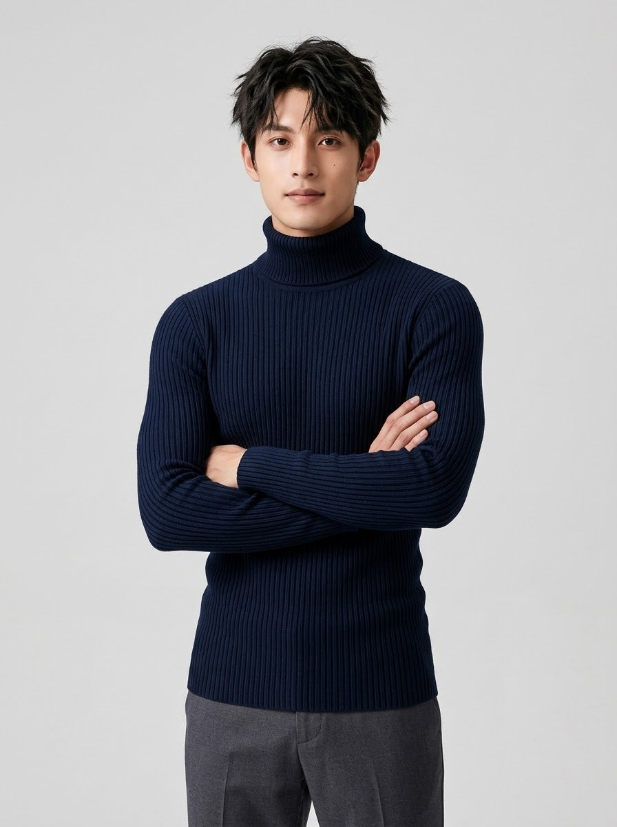 Men's Navy Blue Turtle Neck