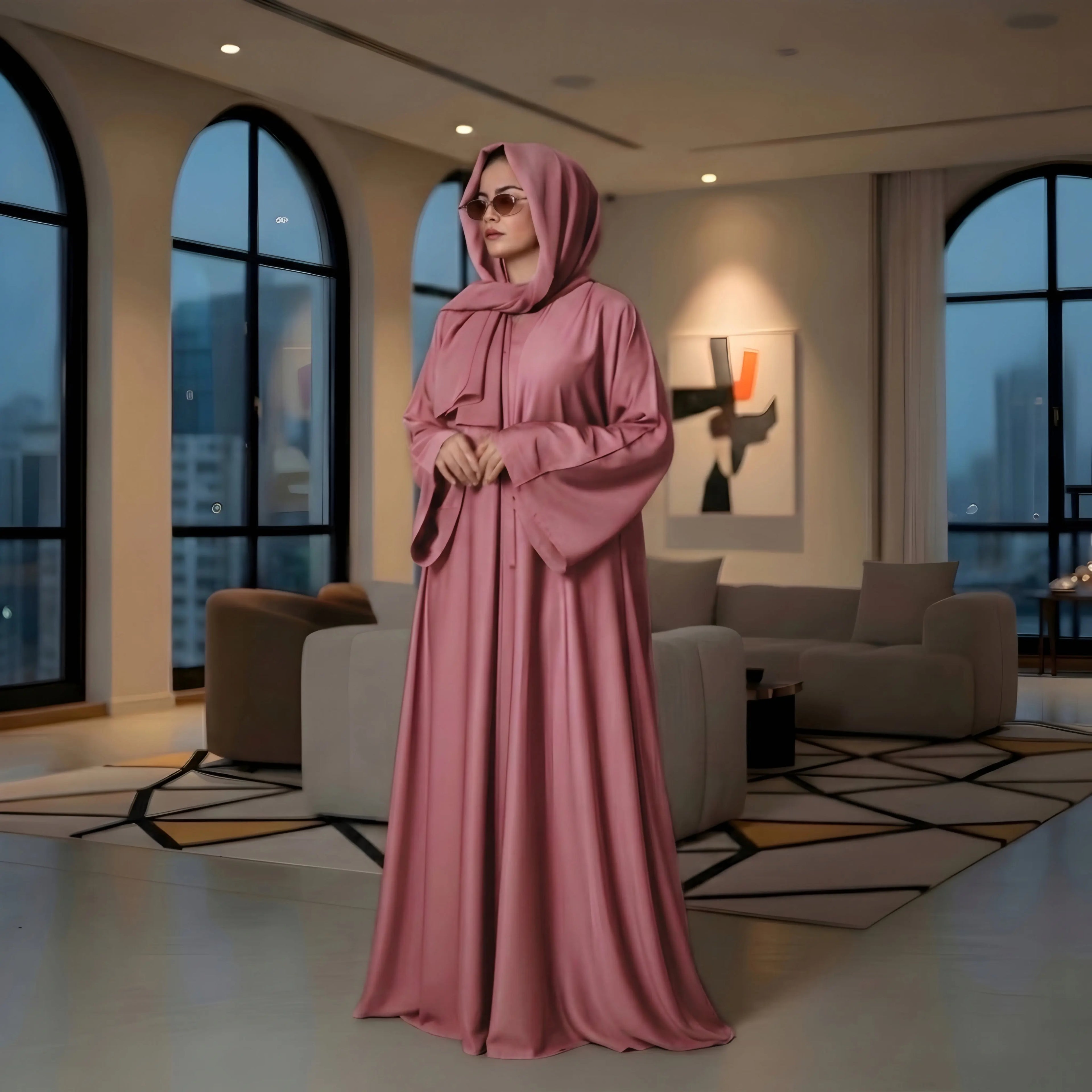 ABAYA KASHMIRI PINK House Of Fashion