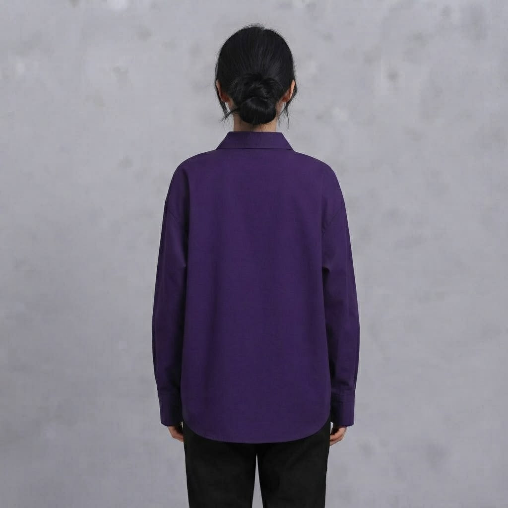 WOMEN'S PURPLE BUTTON-UP SHIRT