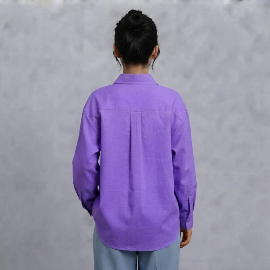 WOMEN'S LILAC BUTTON-UP SHIRT