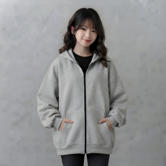 Heather Grey Zipper Hoodie