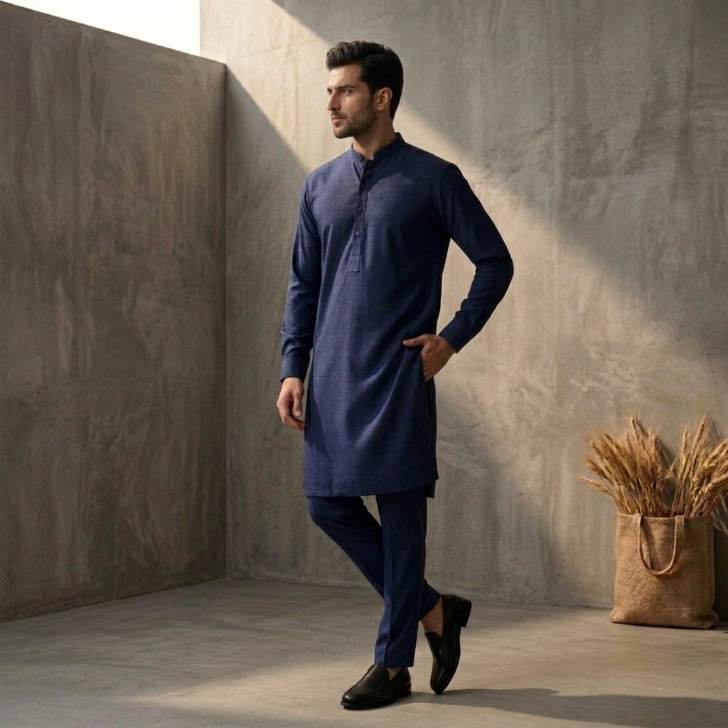 Navy Blue - Kurta Pajama House Of Fashion