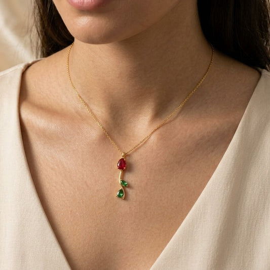 Rose Necklace Red X Green