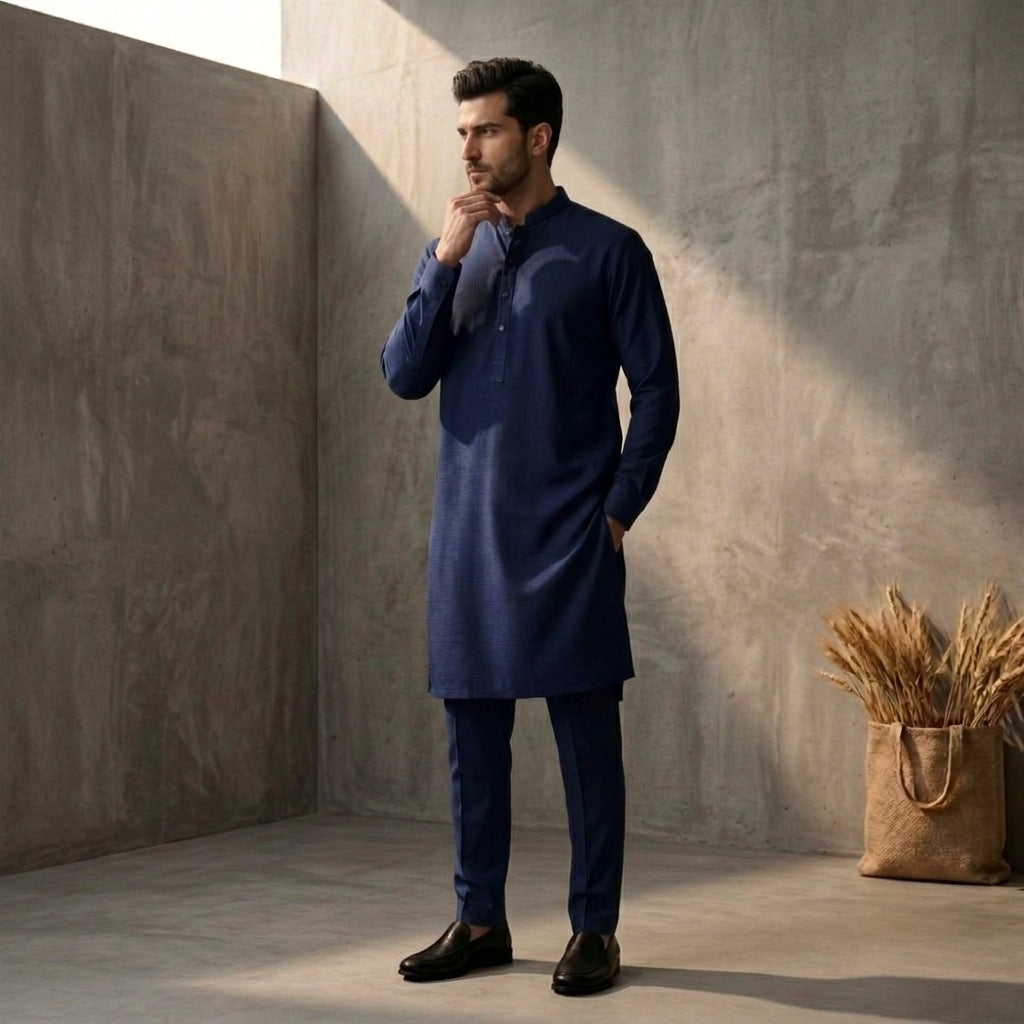 Navy Blue - Kurta Pajama House Of Fashion