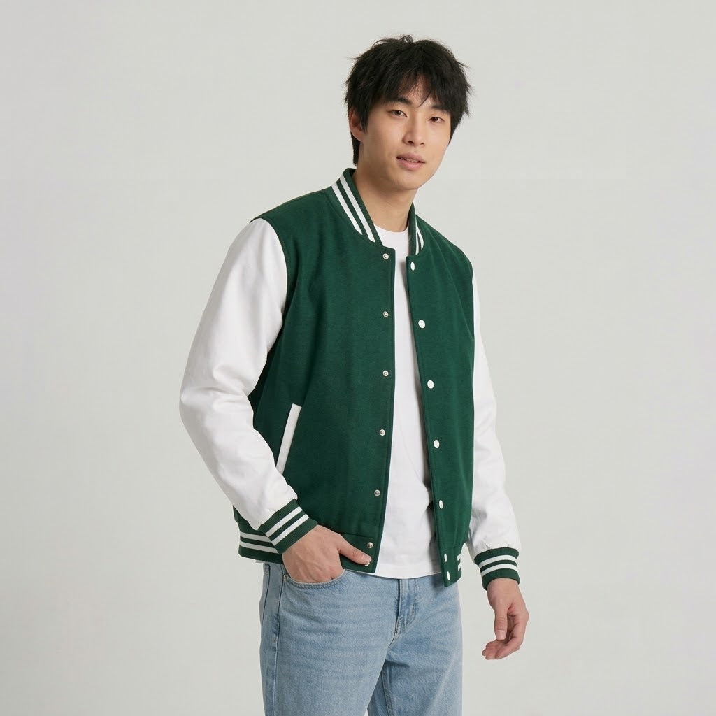 Men's Varsity Jacket Green And White