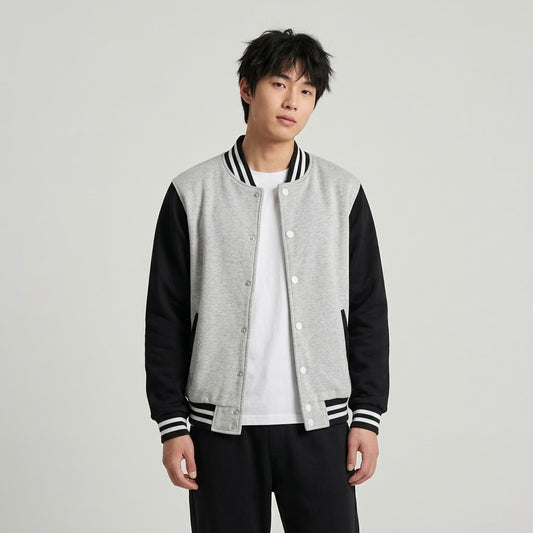 Men's Varsity Jacket Grey And Black