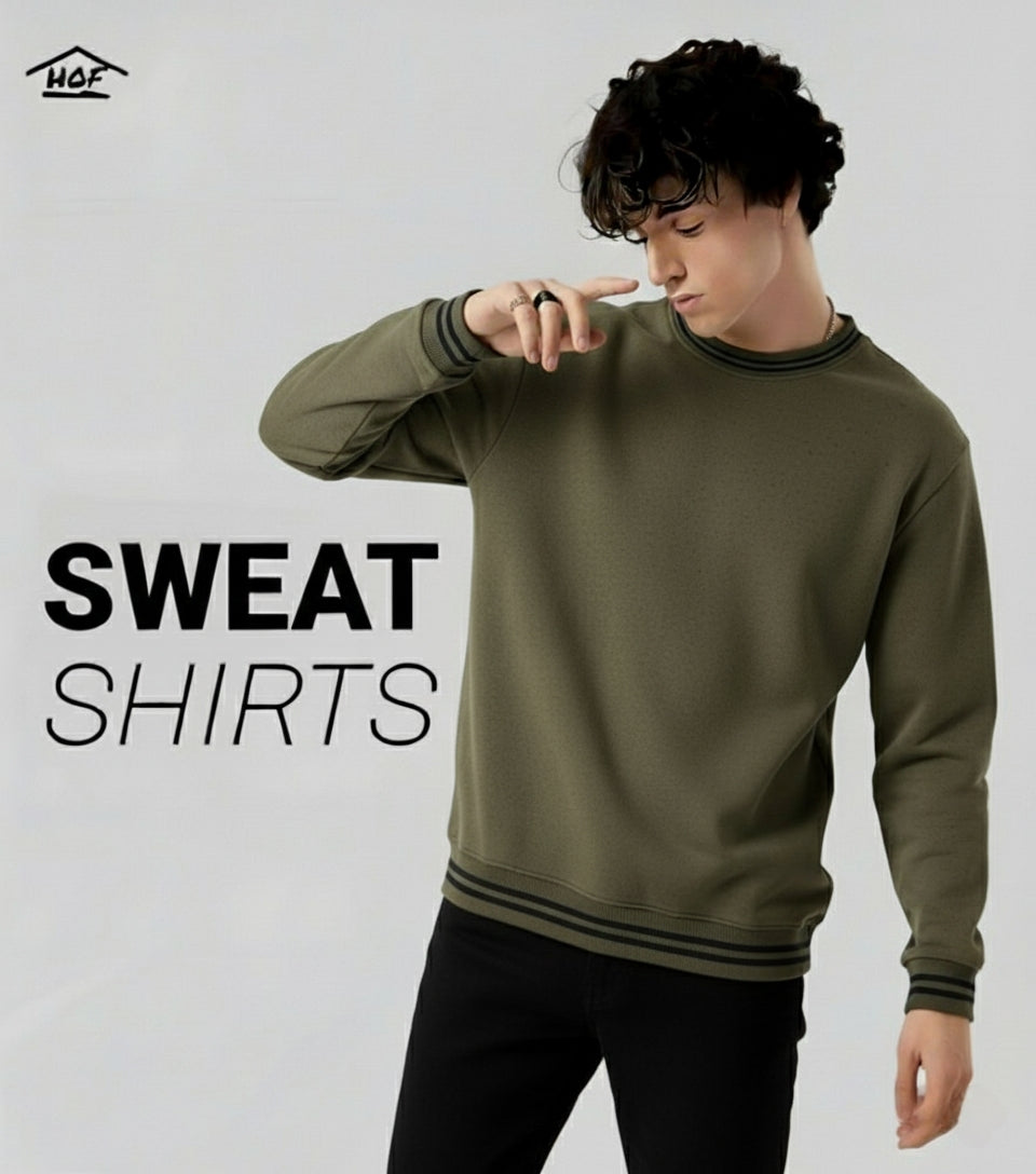 Sweat Shirt Green Black Linear