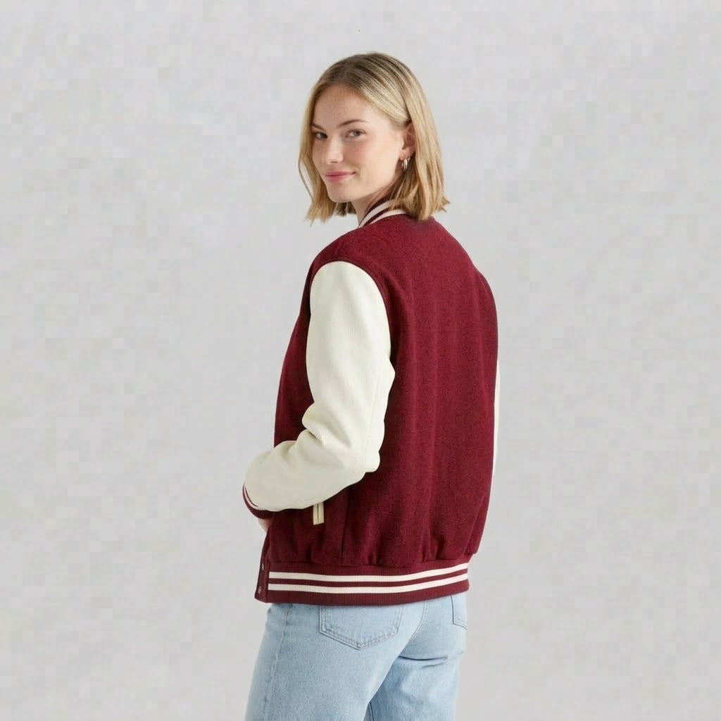 Women's Varsity Jacket Maroon and White