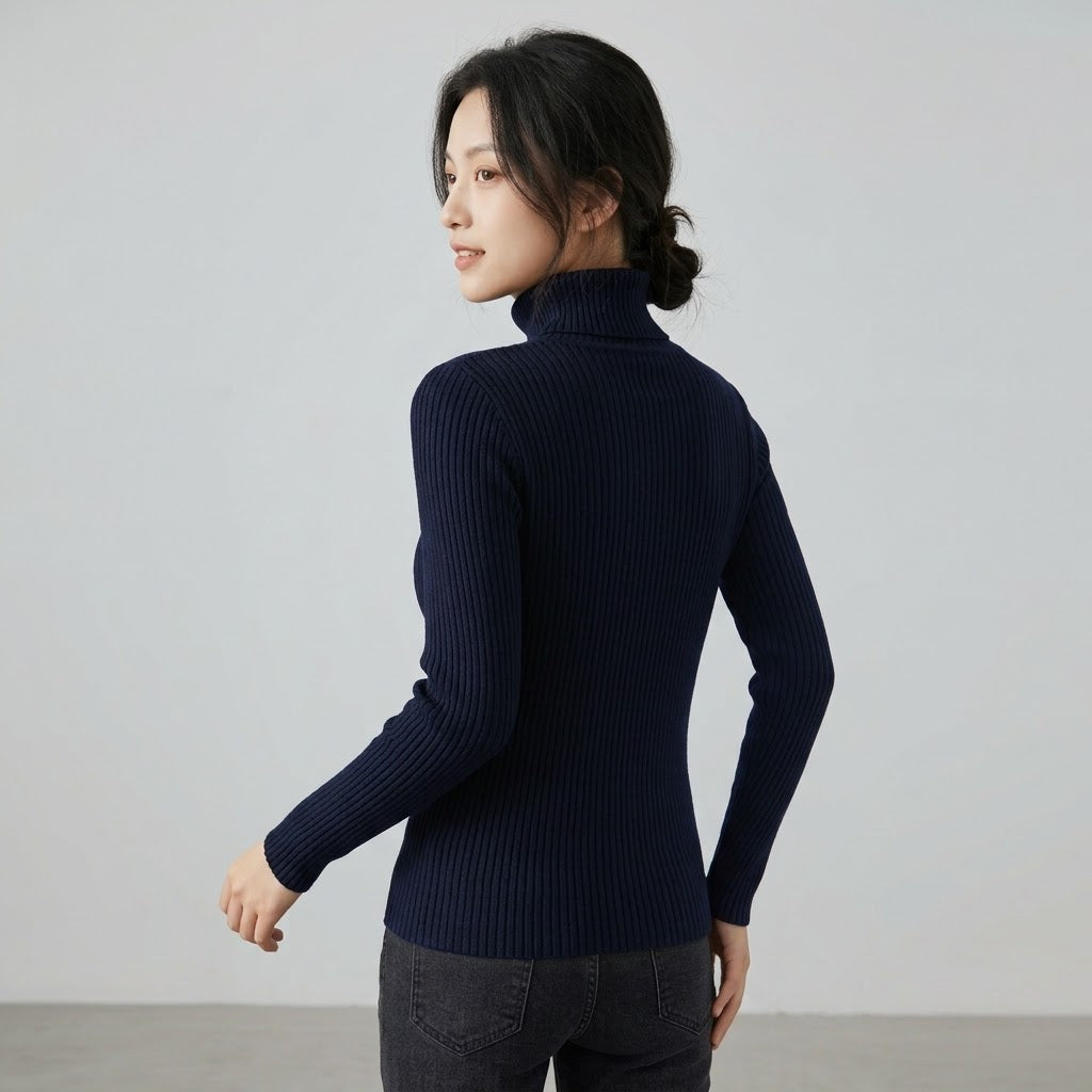 Women's Navy Blue Turtleneck