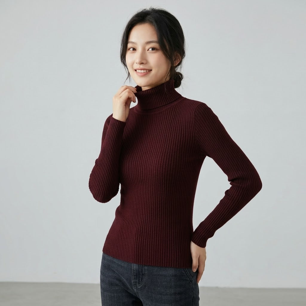 Women's Deep Maroon Turtleneck