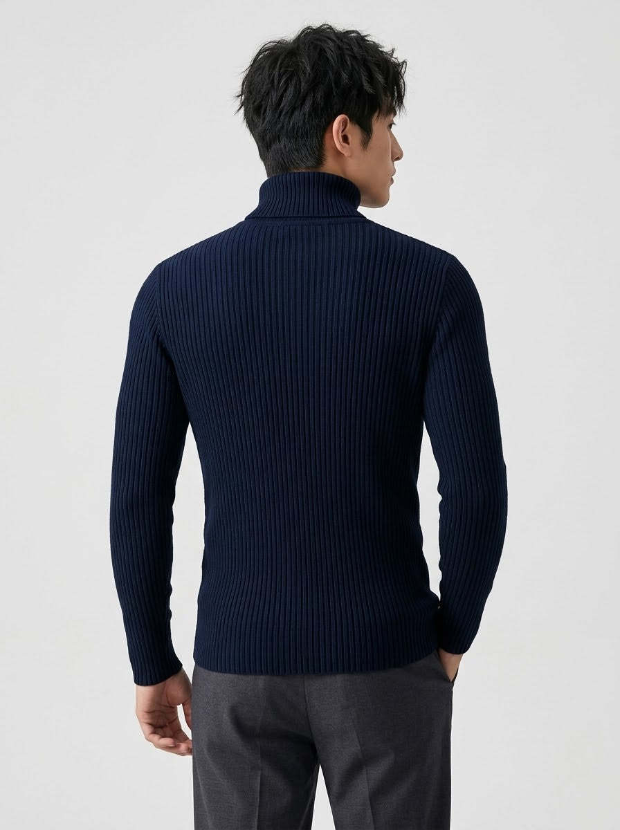 Men's Navy Blue Turtle Neck