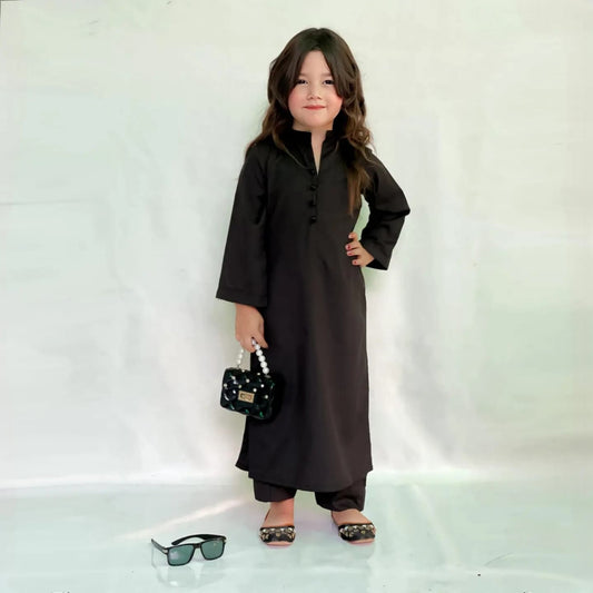 Kids Jet Black - 2 PC Stitched