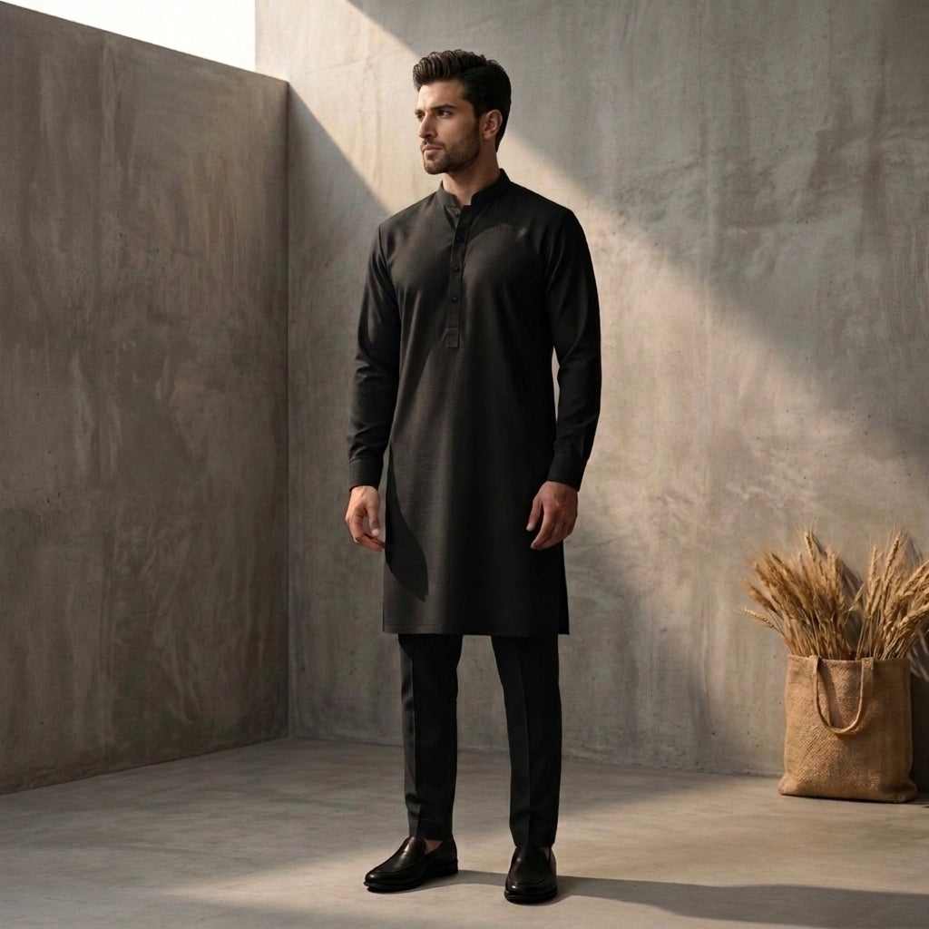 Jet Black - Kurta Pajama House Of Fashion