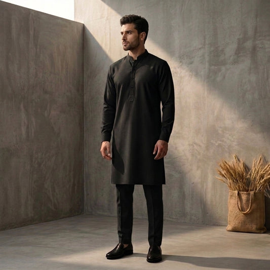 Jet Black - Kurta Pajama House Of Fashion