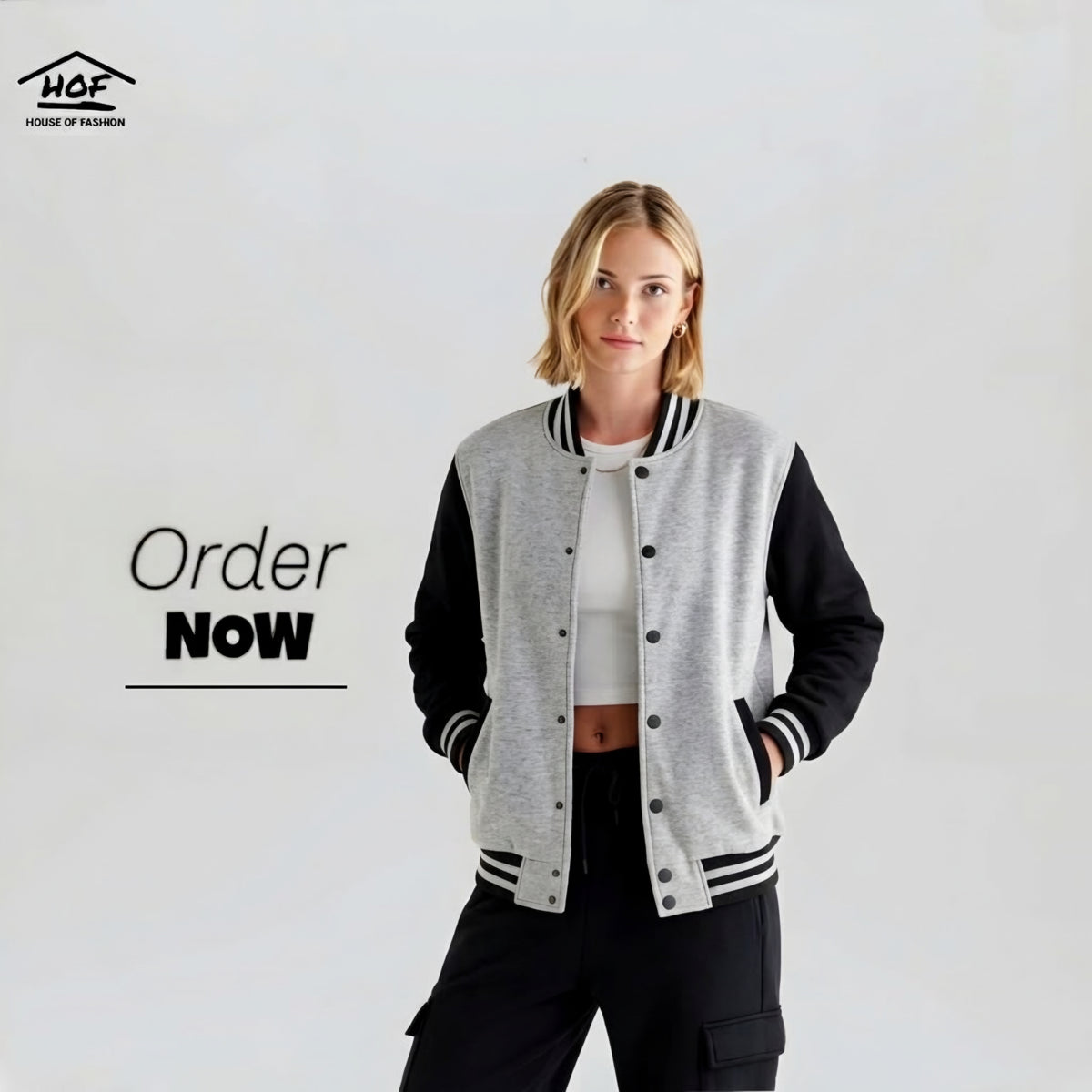 Varsity Jacket Grey and Black