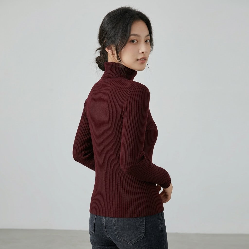 Women's Deep Maroon Turtleneck