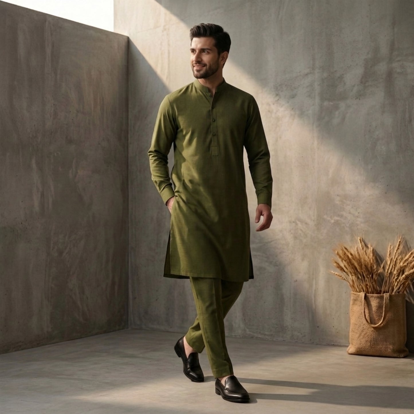 Olive Green - Kurta Pajama House Of Fashion