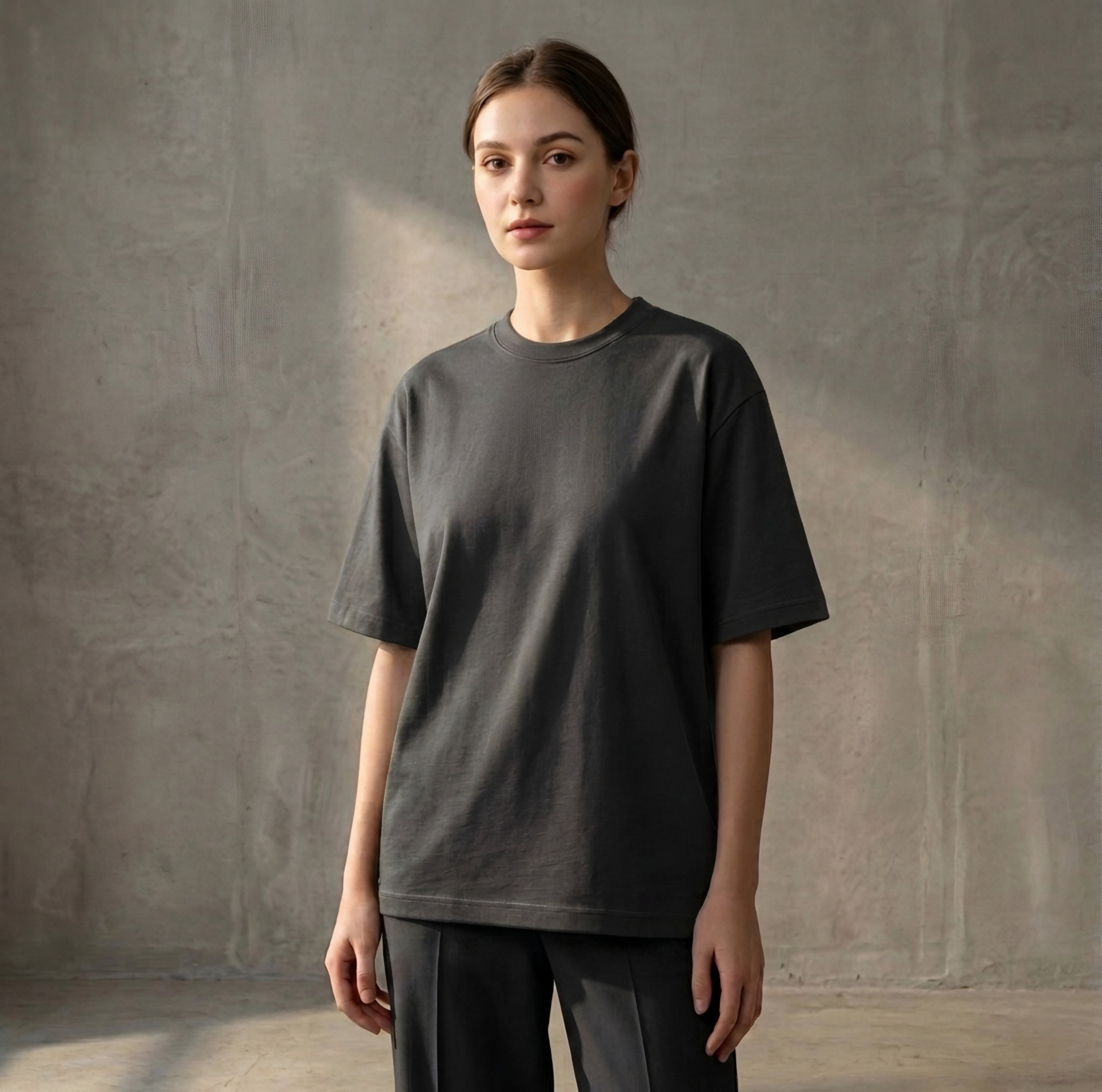Charcoal Grey - DROP SHOULDER T-SHIRT House Of Fashion