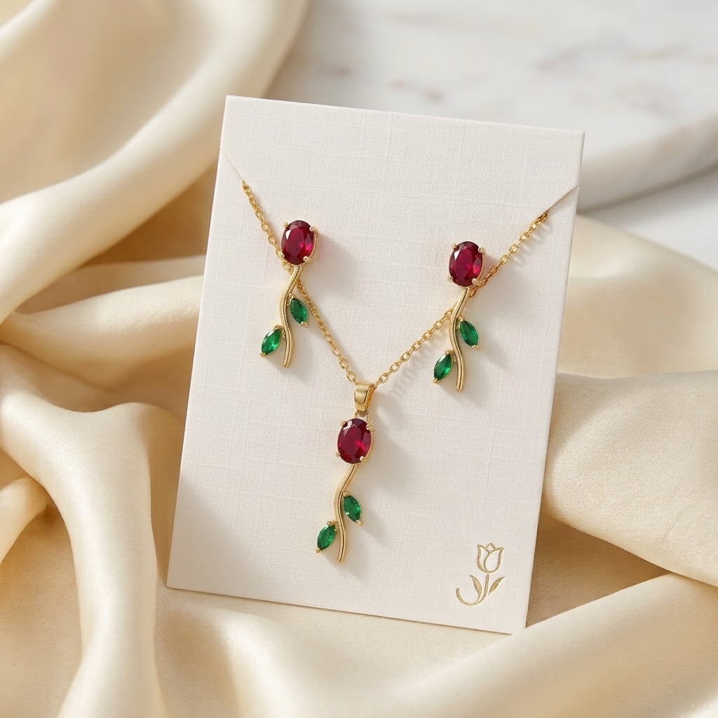 Tulip Multicolour Necklace With Earrings