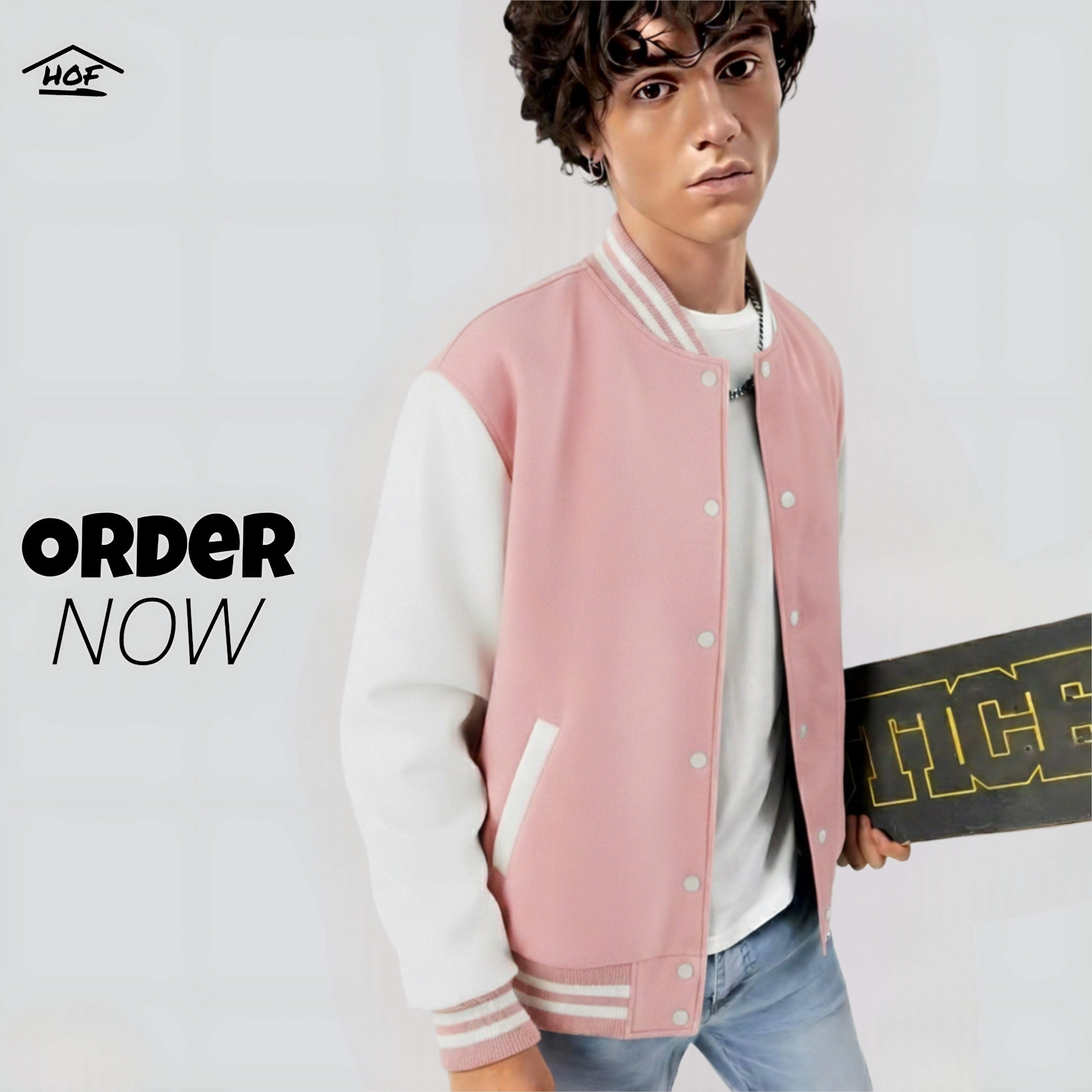 Varsity Jacket Pink and White