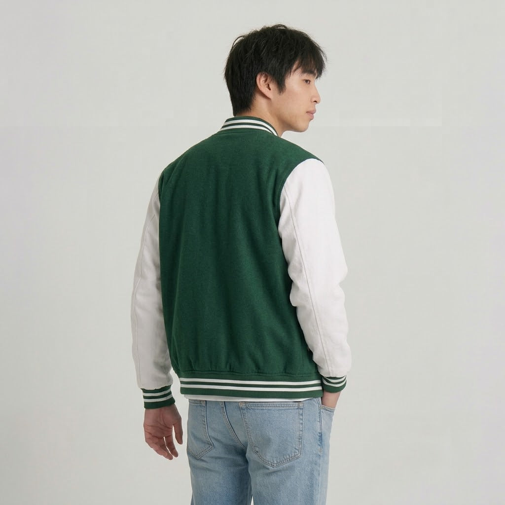 Men's Varsity Jacket Green And White