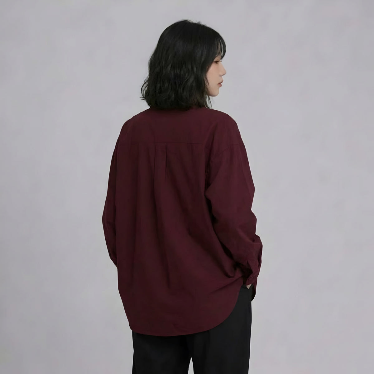 WOMEN'S MAROON BUTTON-UP SHIRT