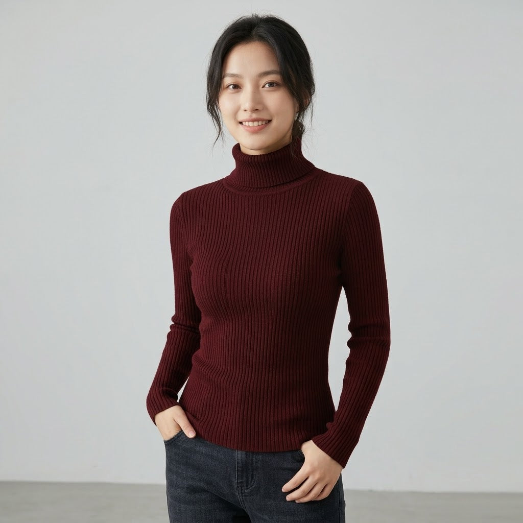 Women's Deep Maroon Turtleneck
