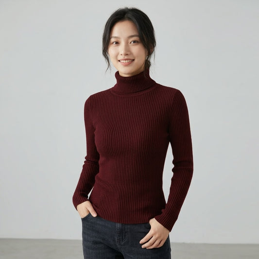 Women's Deep Maroon Turtleneck