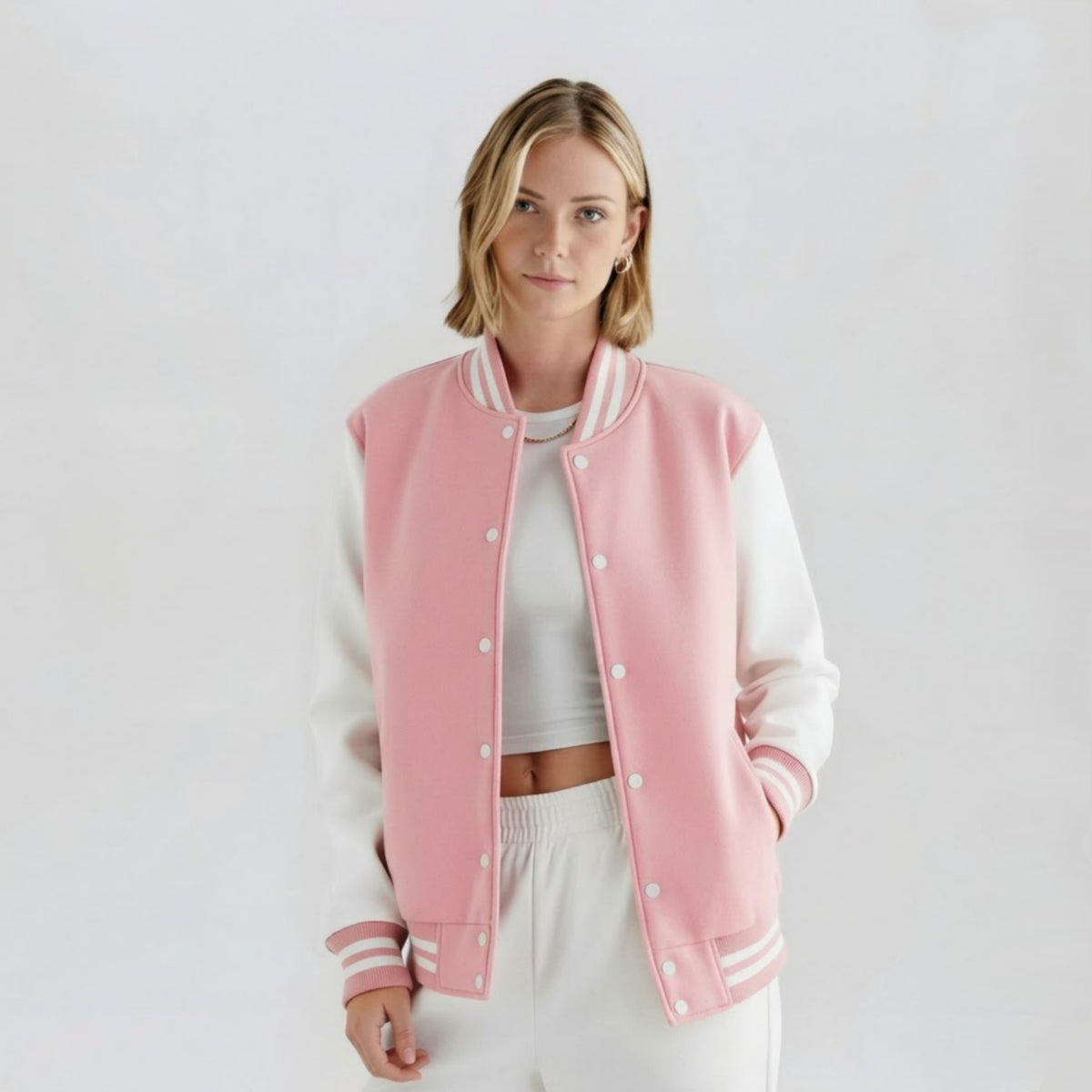 Women's Varsity Jacket Pink And White