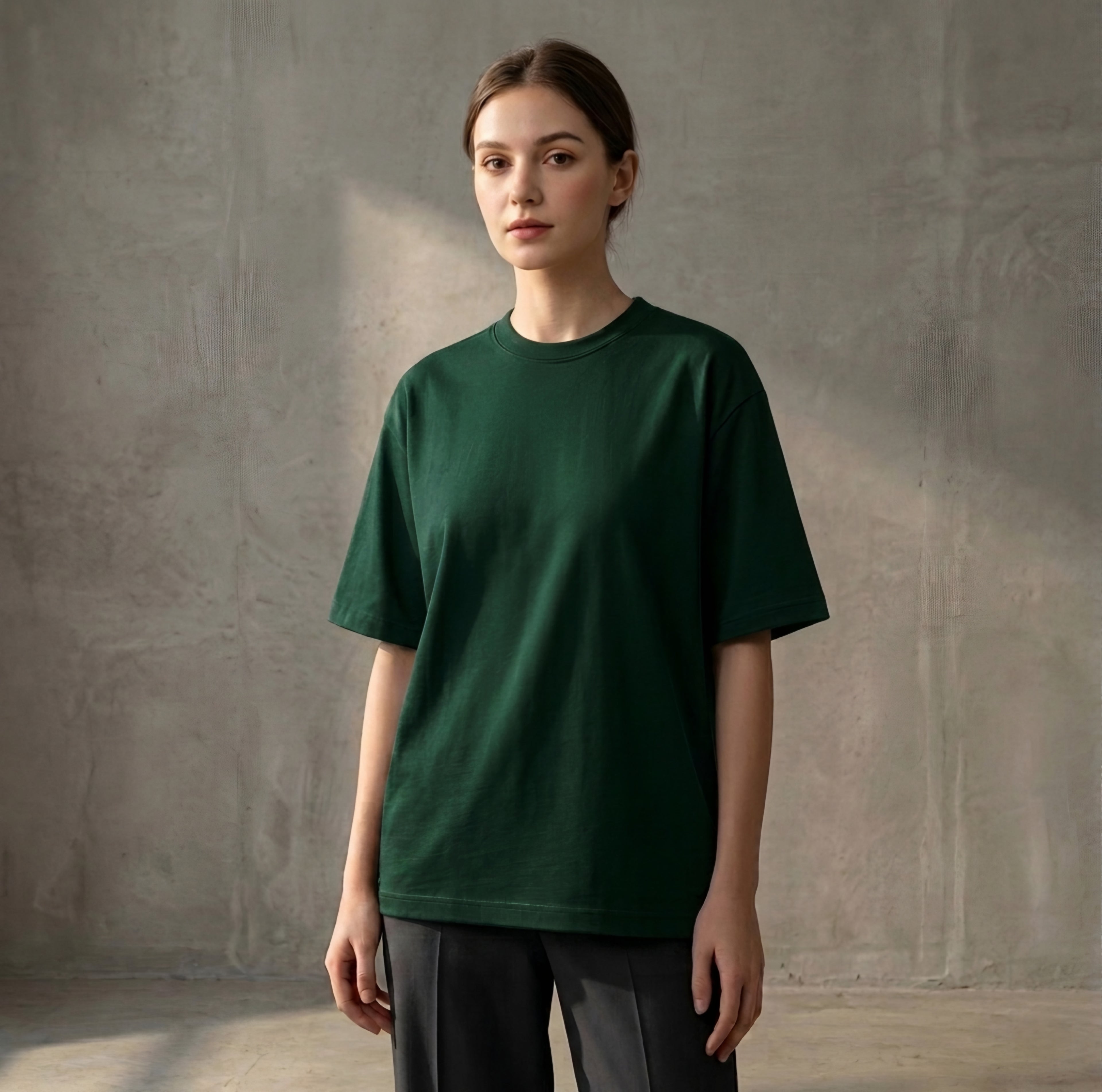 Bottle Green - DROP SHOULDER T-SHIRT House Of Fashion