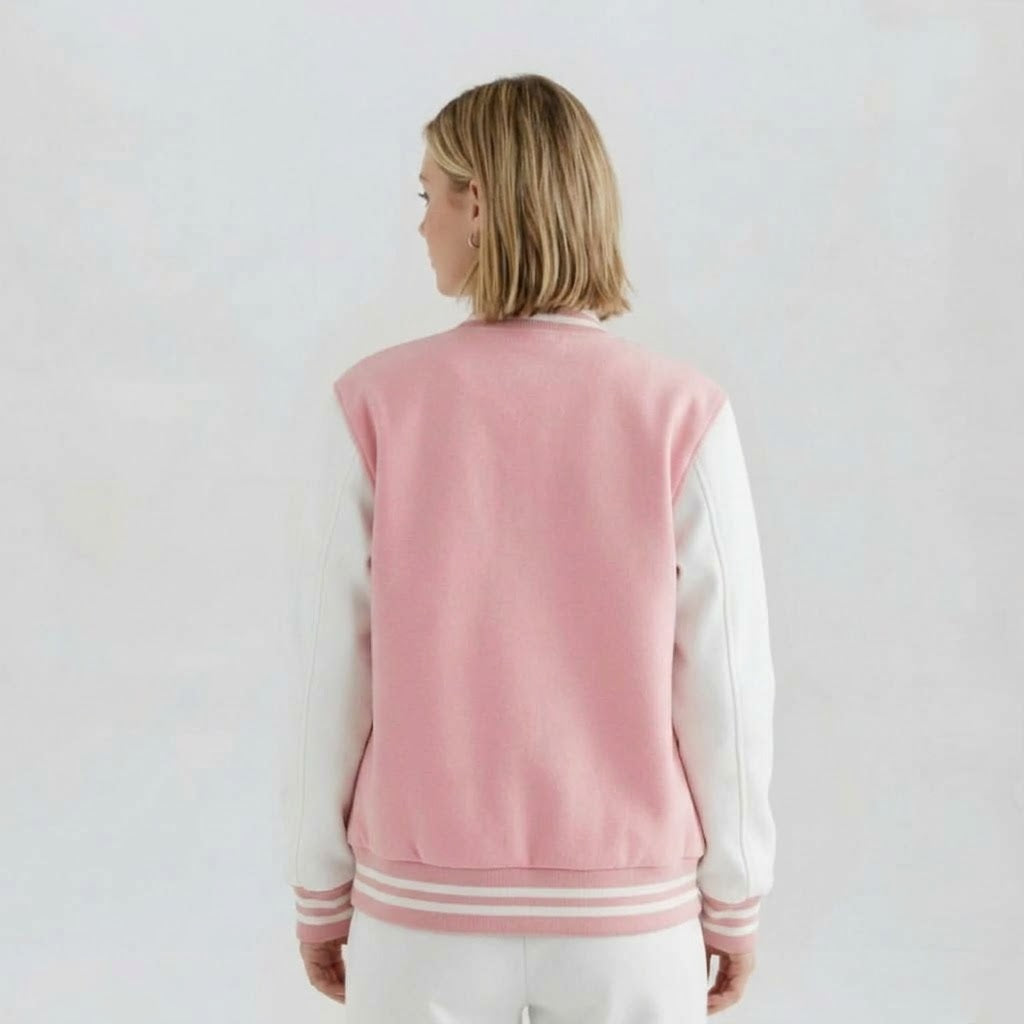 Women's Varsity Jacket Pink And White