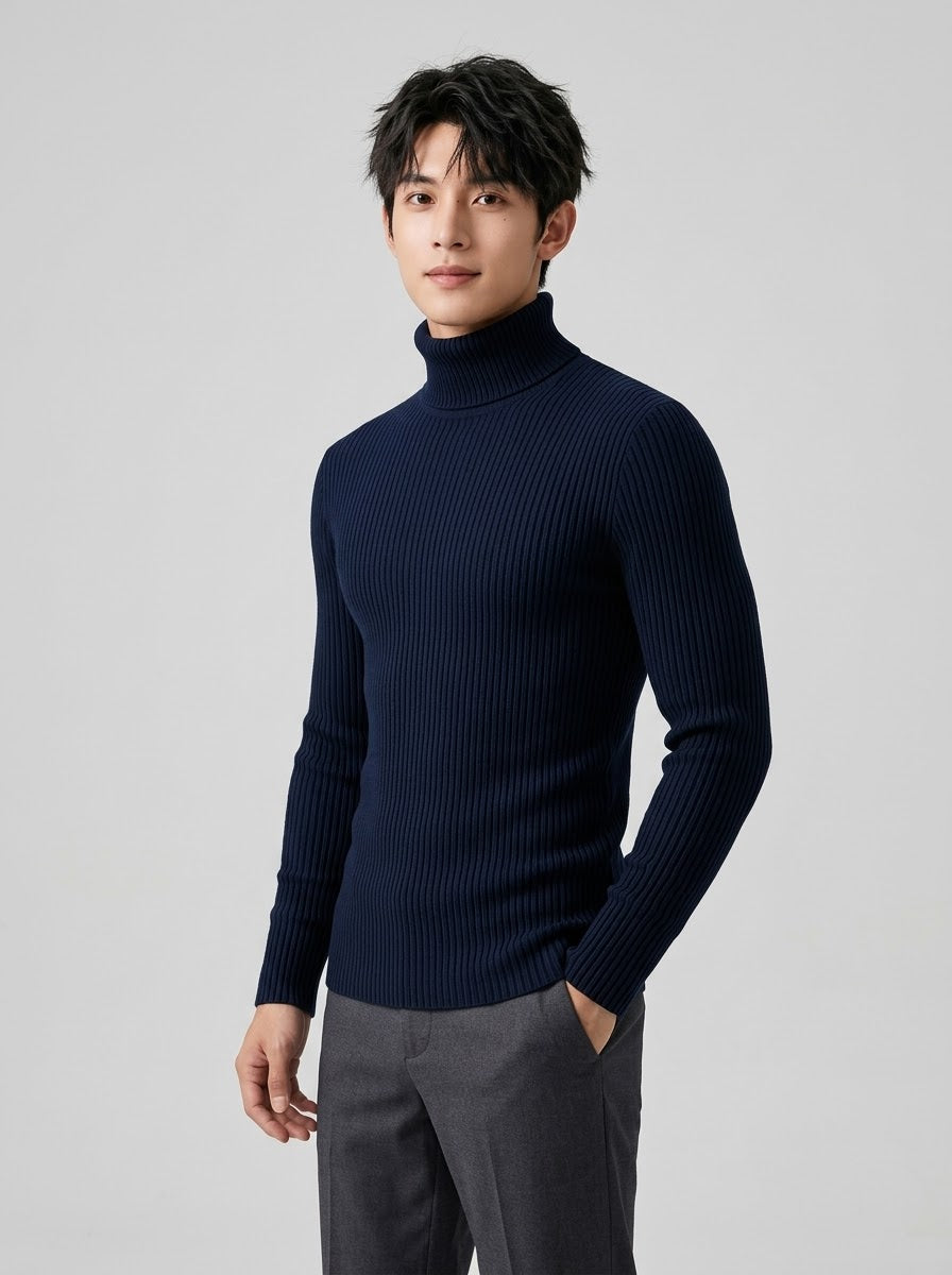 Men's Navy Blue Turtle Neck