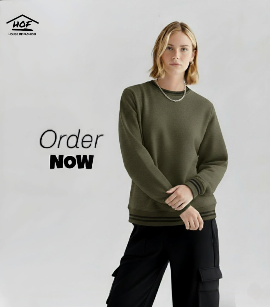 Sweat Shirt Green Black Linear