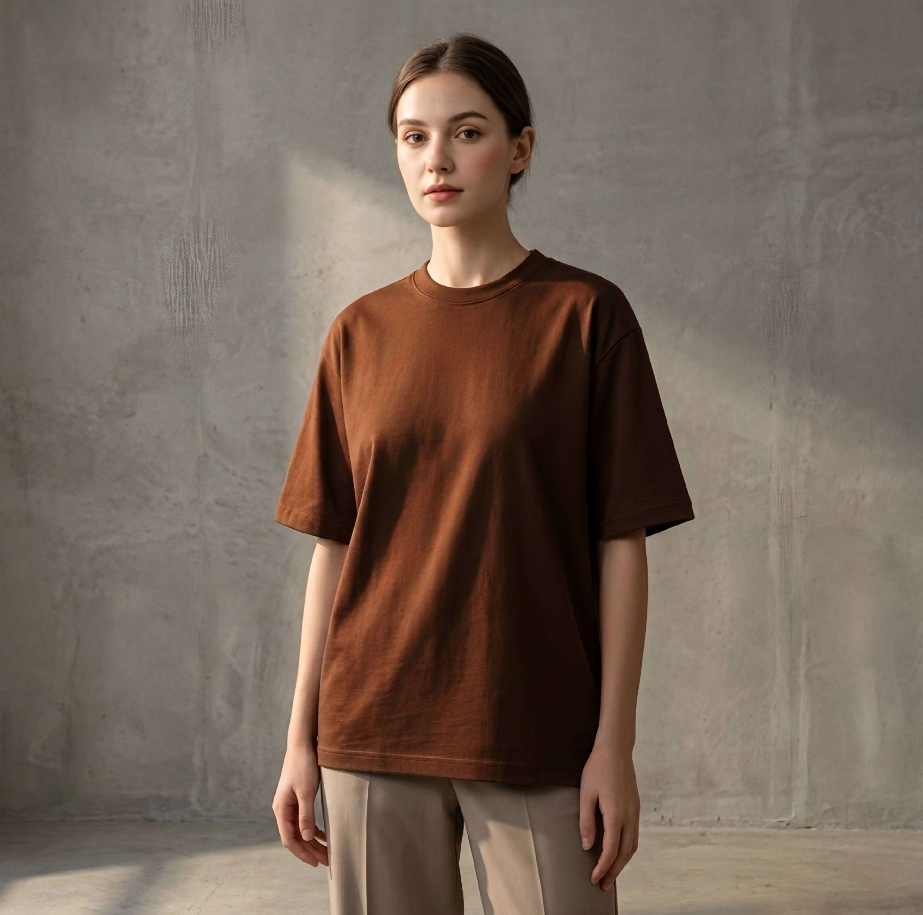 Chocolate Brown - DROP SHOULDER T-SHIRT House Of Fashion