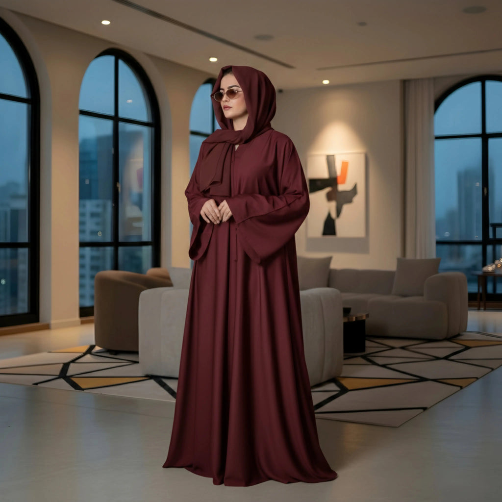 ABAYA DARK MAROON House Of Fashion