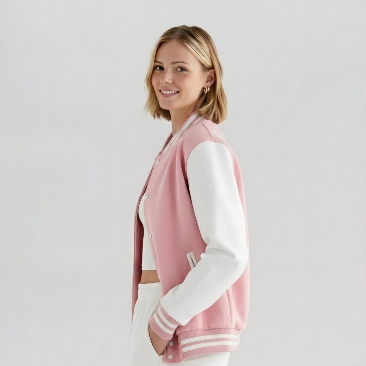 Women's Varsity Jacket Pink And White