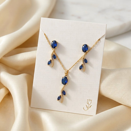 Tulip Blue Necklace With Earrings