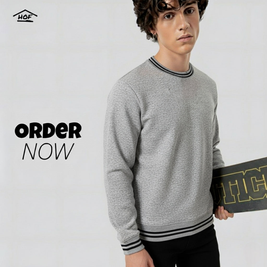 Sweat Shirt Grey Black Linear