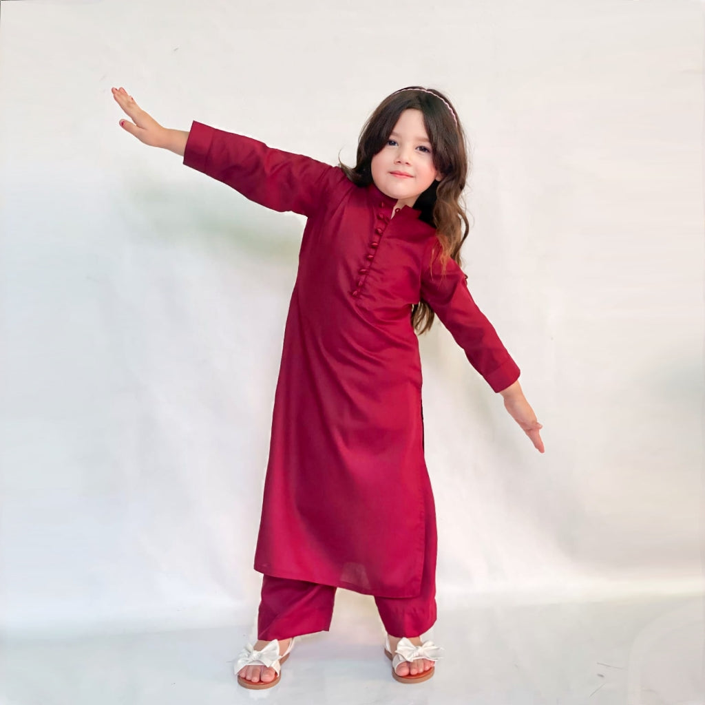 Kids Crimson Chic - 2 PC Stitched